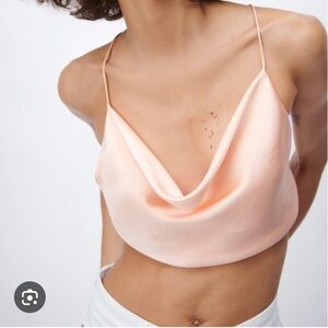 Zara satin crop top in salmon,  size M. Brand new with tags!